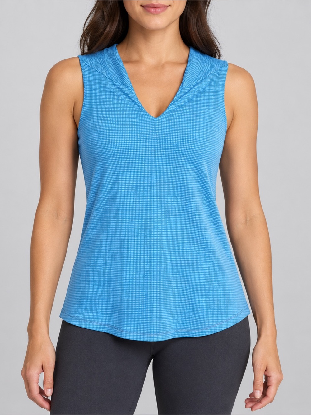 Lululemon Sleeveless V-Neck Top - Blue Gingham Plaid